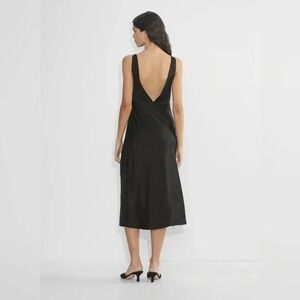 Aritzia Wilfred Goddess Satin Dress Midi Slip Pullover Black Size L Effortless